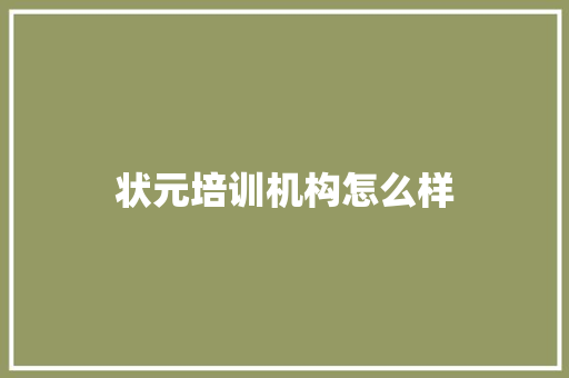 状元培训机构怎么样