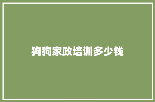 狗狗家政培训多少钱