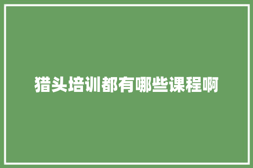 猎头培训都有哪些课程啊
