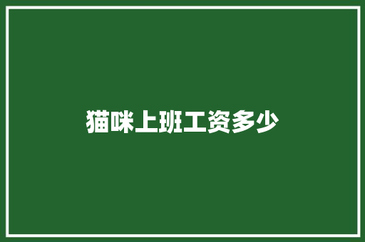 猫咪上班工资多少