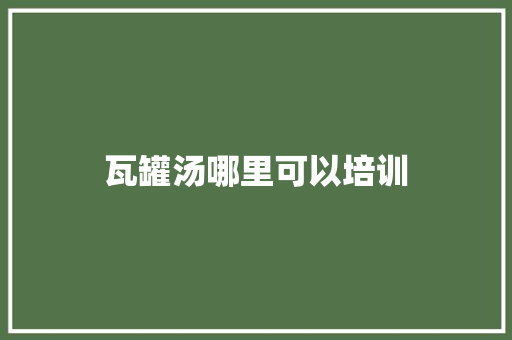 瓦罐汤哪里可以培训