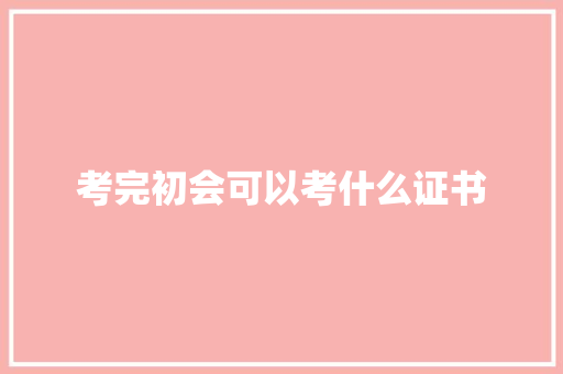 考完初会可以考什么证书