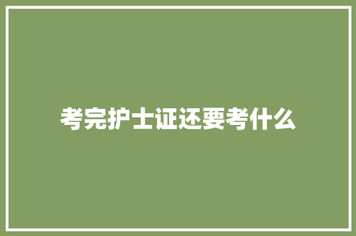考完护士证还要考什么