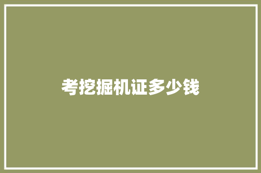 考挖掘机证多少钱