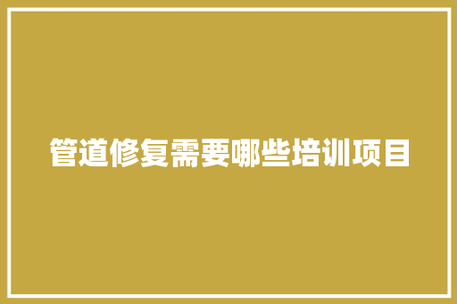 管道修复需要哪些培训项目