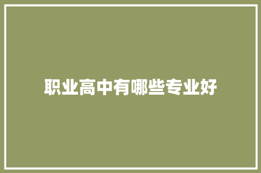 职业高中有哪些专业好