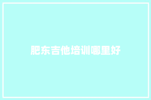 肥东吉他培训哪里好