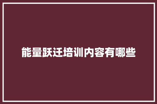 能量跃迁培训内容有哪些