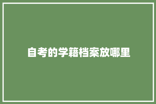 自考的学籍档案放哪里