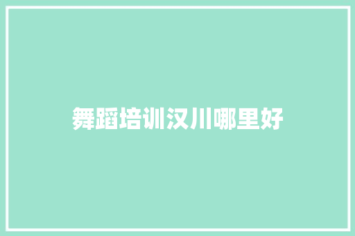 舞蹈培训汉川哪里好