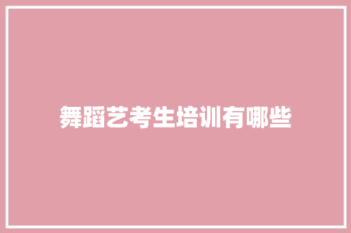 舞蹈艺考生培训有哪些