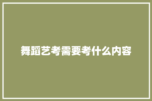 舞蹈艺考需要考什么内容