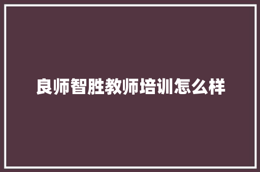 良师智胜教师培训怎么样