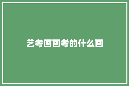 艺考画画考的什么画