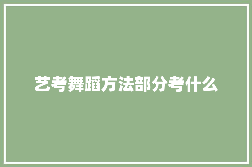 艺考舞蹈方法部分考什么