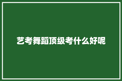 艺考舞蹈顶级考什么好呢
