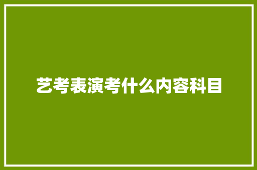 艺考表演考什么内容科目