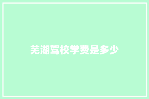 芜湖驾校学费是多少