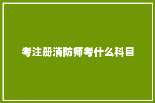 考注册消防师考什么科目