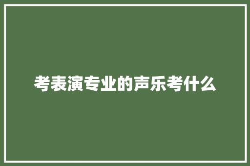 考表演专业的声乐考什么