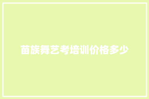 苗族舞艺考培训价格多少
