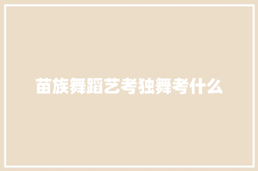 苗族舞蹈艺考独舞考什么