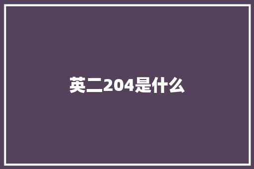 英二204是什么