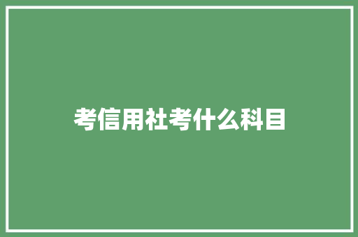 考信用社考什么科目