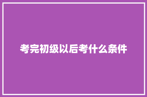 考完初级以后考什么条件 诗歌范文