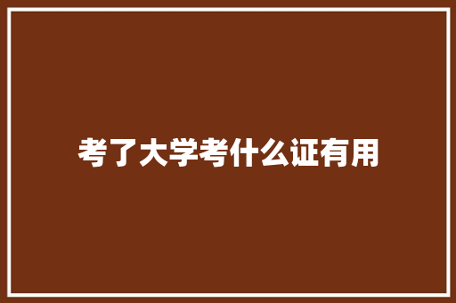 考了大学考什么证有用